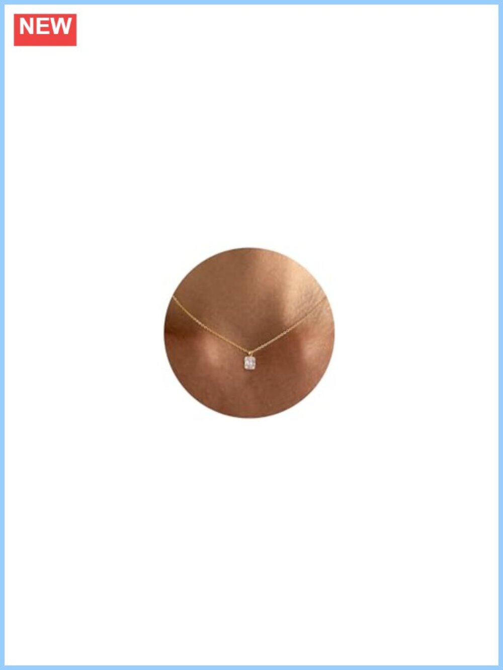 14k Gold Plated Pendant Necklace Cubic Zirconia Bezel Set Dainty Chain Choker